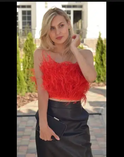 Ostrich feather crop top