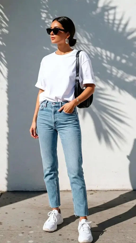 Tuck oversized t shirt into jeans