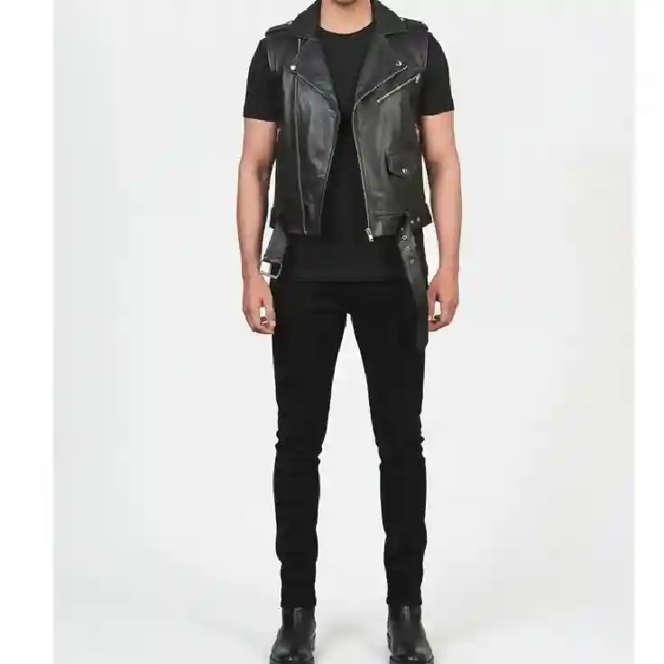 Layer with a leather vest