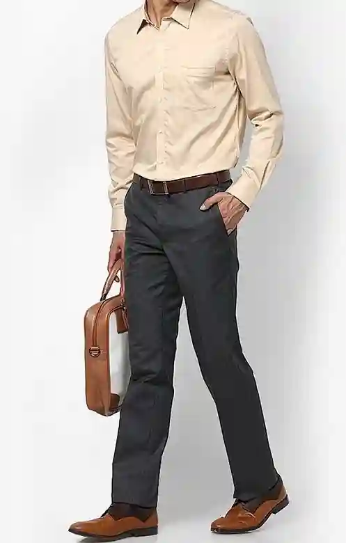 Grey Pants with Beige Shirt Combination