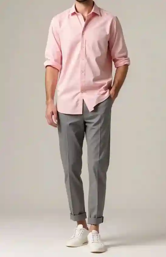 Grey Pants with Pink Shirt Combination