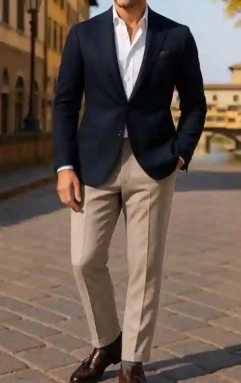 Navy Blue Blazer with White Shirt