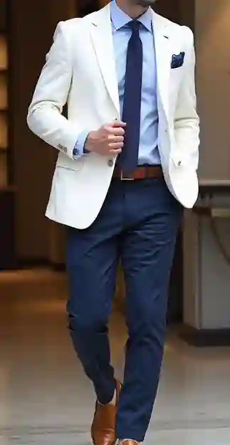 White Blazer Combination with Trousers