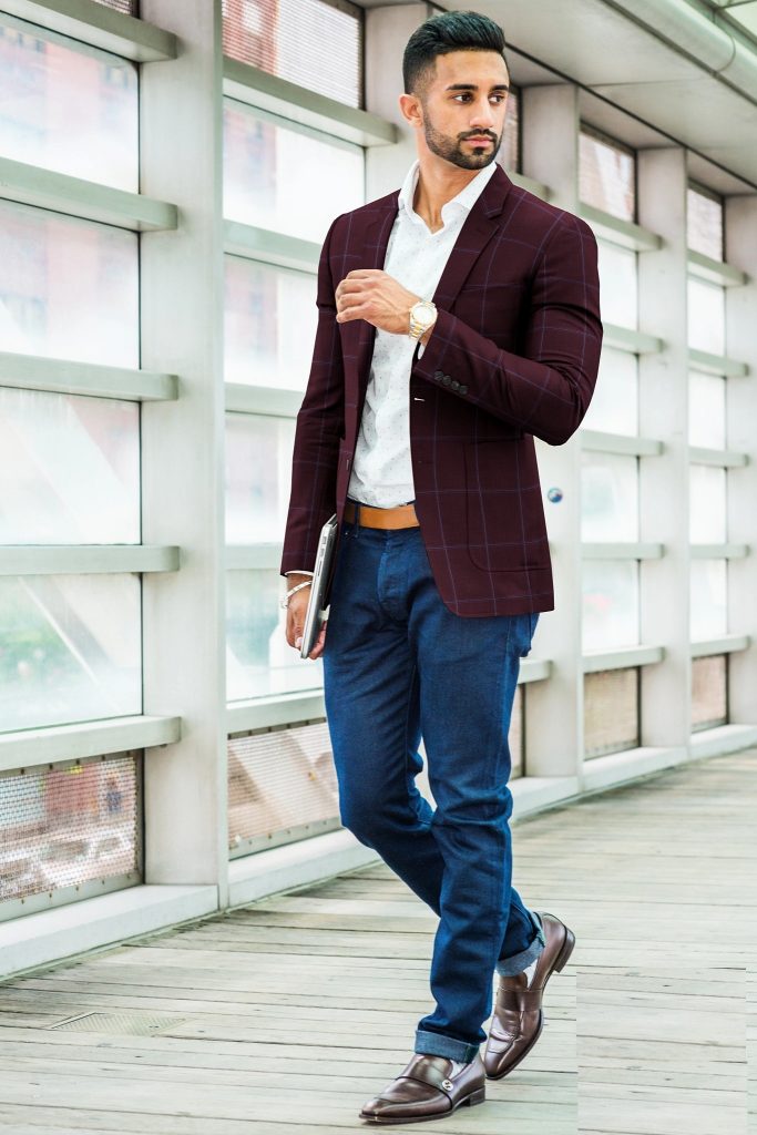 Maroon Blazer with White Shirt